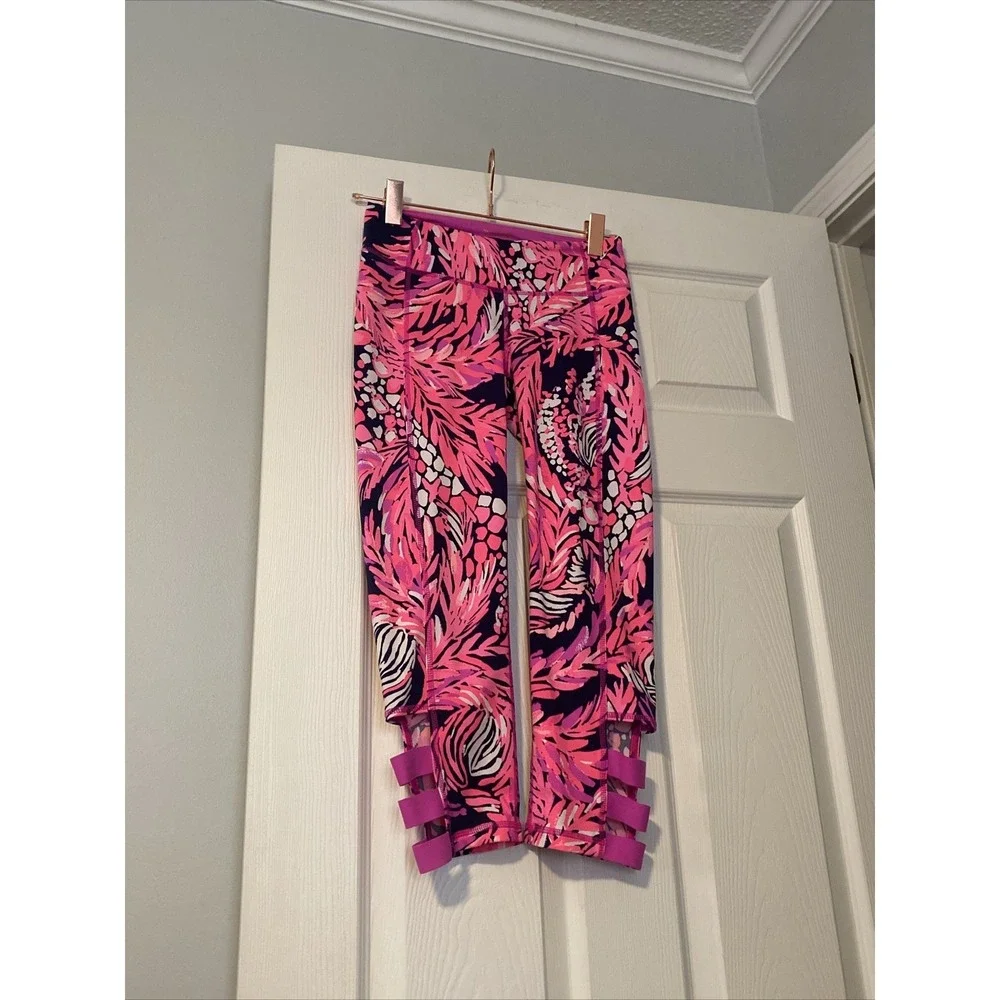 Lilly Pulitzer A Jungle In Here Pink Navy‎ Leggings Size Small